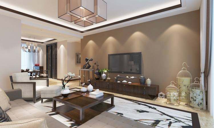 146平中式风格简单温馨的养老生活-客厅效果图及设计说明
