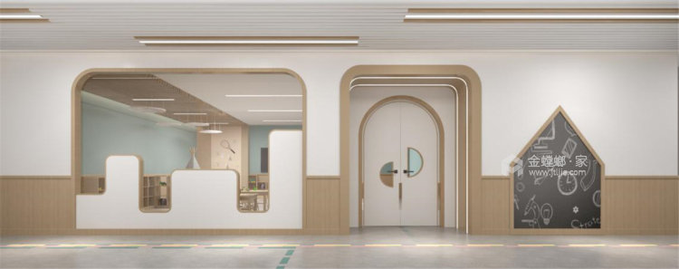 2800平钉钉学府现代风格-亲近自然的幼儿空间-客厅效果图及设计说明