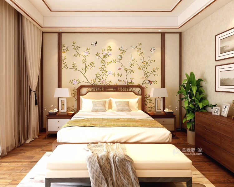 185平中航樾园新中式风格-最美东方设计-卧室效果图及设计说明