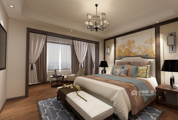 122平翡翠国际中式风格-卧室效果图及设计说明
