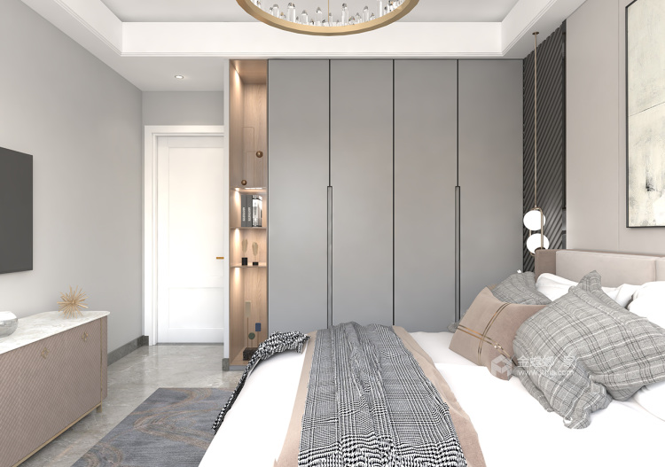 132平绿地国际城现代风格-适当的精致，低调轻奢-卧室效果图及设计说明