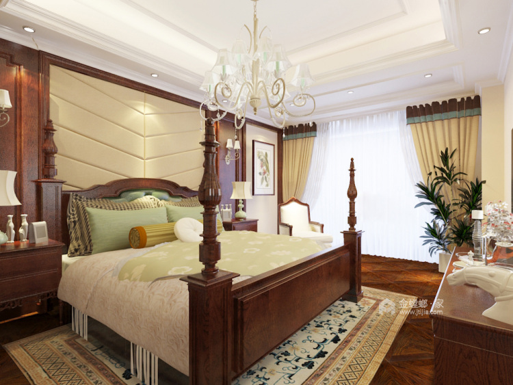 155平兰亭山水美式风格-卧室效果图及设计说明