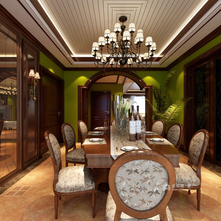 155平兰亭山水美式风格-餐厅效果图及设计说明