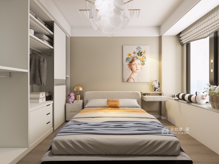 82平方2室不一样的现代风格色系-卧室效果图及设计说明