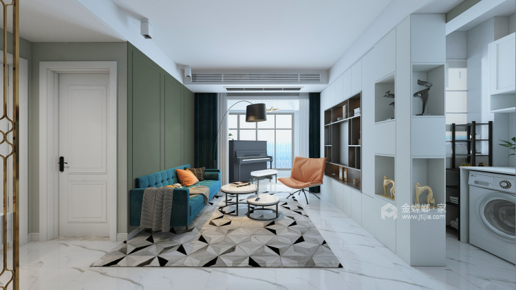 82平方2室不一样的现代风格色系-客厅效果图及设计说明
