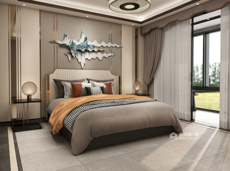 116平红星天铂新中式风格-卧室效果图及设计说明