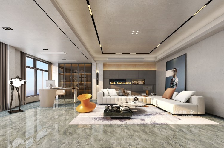 200平颐景湾畔现代风格-客厅效果图及设计说明