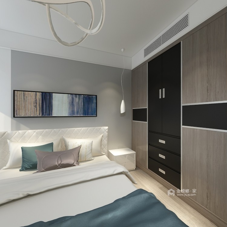 132平君悦湾北欧风格-卧室效果图及设计说明