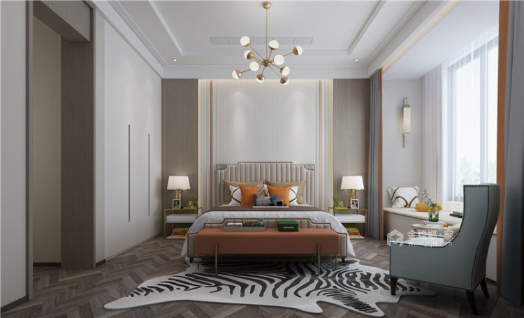 300平百乐和园现代风格-精致都市生活-卧室效果图及设计说明