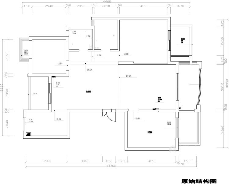 125平湖海塘庄园美式风格-业主需求&原始结构图