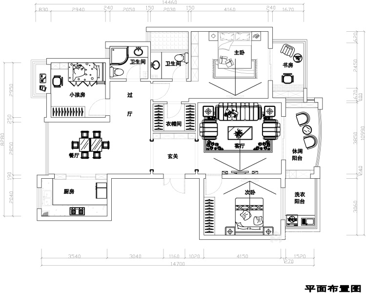 125平湖海塘庄园美式风格-平面设计图及设计说明