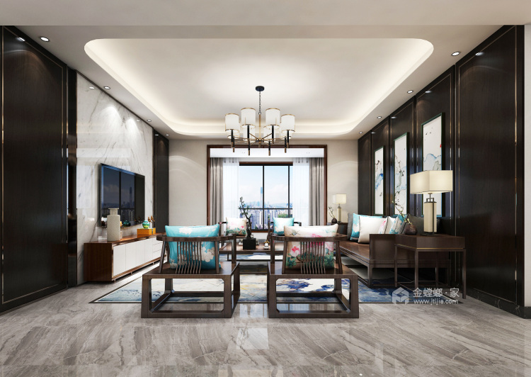 138平清华园新中式风格-简约大气-餐厅效果图及设计说明