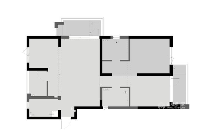 100平玫瑰公馆现代风格-今天的家也是截然不同的-业主需求&原始结构图
