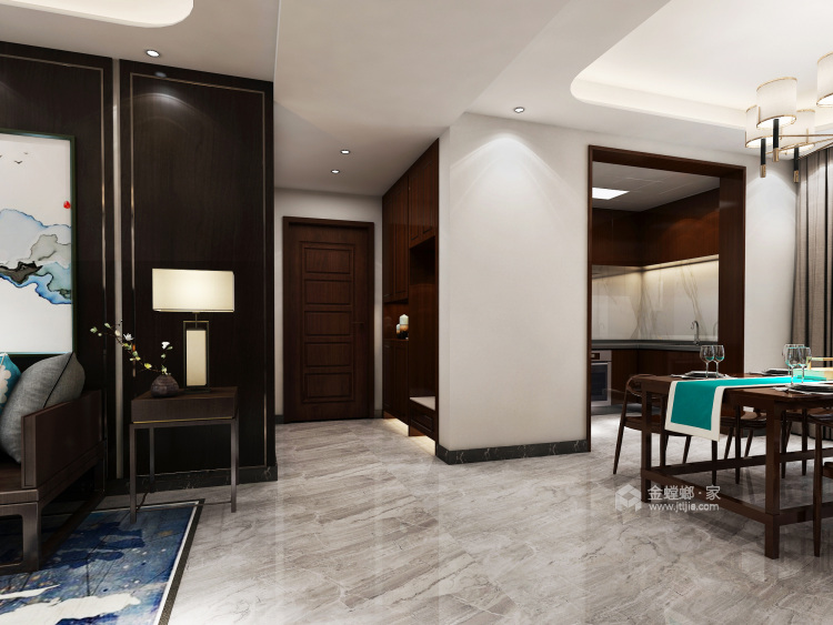 138平清华园新中式风格-简约大气-客厅效果图及设计说明