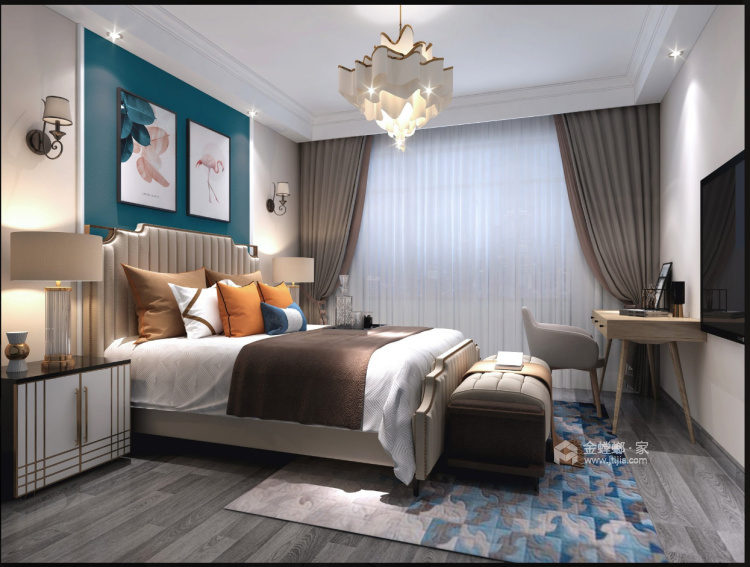 90平泓信小区现代风格-温馨的家在于搭配-卧室效果图及设计说明
