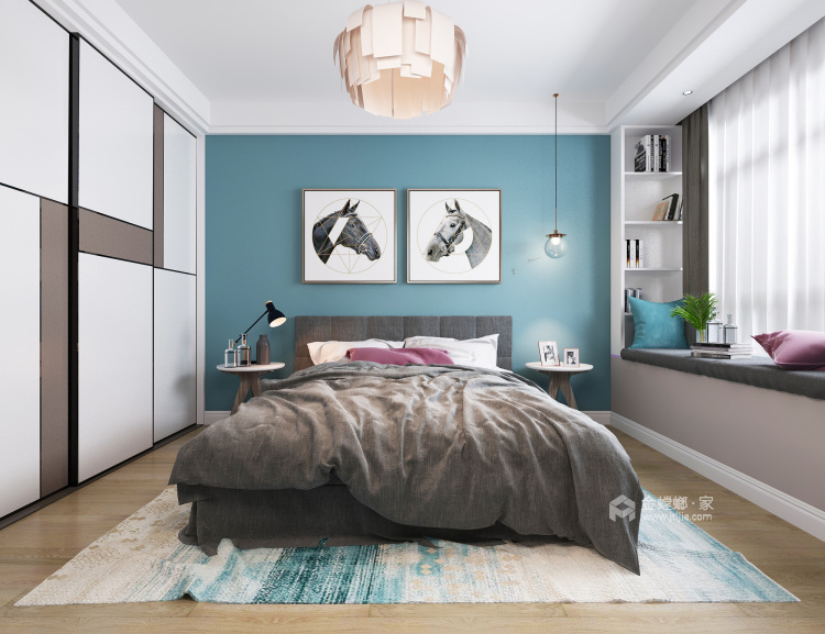 140平凯旋城北欧风格-卧室效果图及设计说明