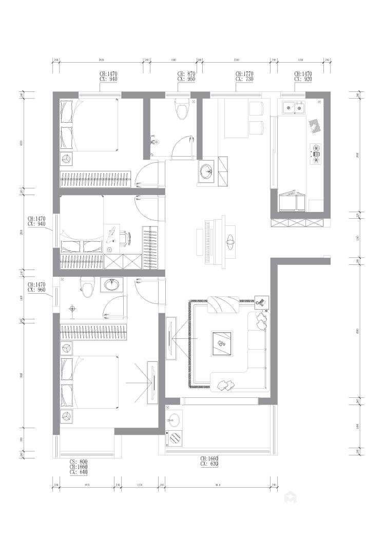 132平正商城新中式风格-归家-平面设计图及设计说明