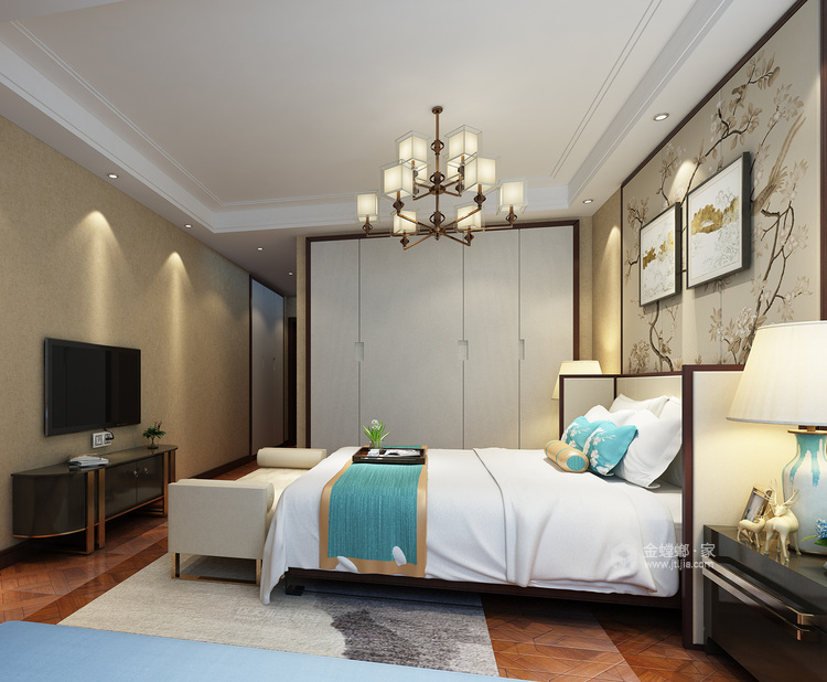 180平万和广场新中式风格-卧室效果图及设计说明