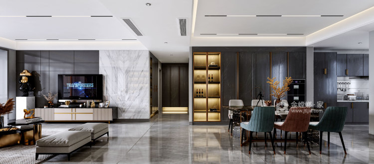 220平岳麓欧城现代风格-ARTDECO现代之美-客厅效果图及设计说明