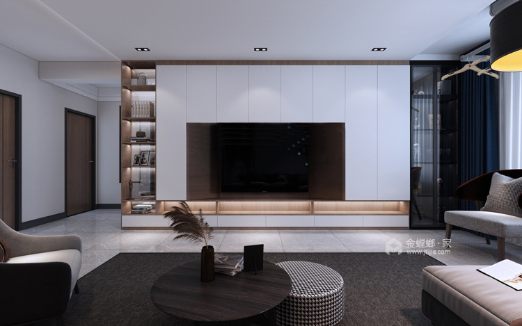 160平青六新苑现代风格-简单纯粹-客厅效果图及设计说明