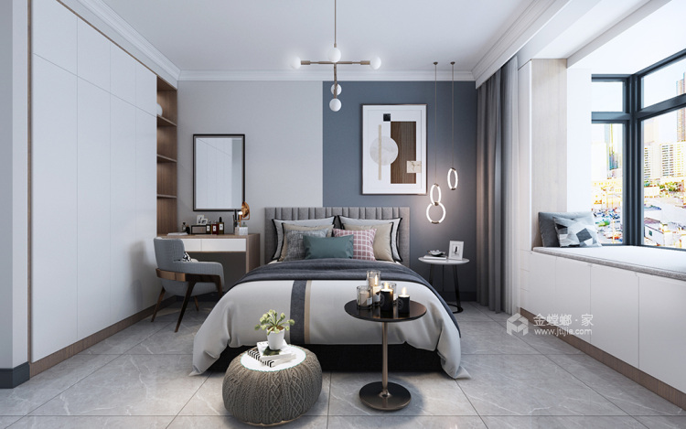 160平青六新苑现代风格-简单纯粹-卧室效果图及设计说明