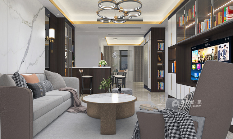 125平正商城现代风格-时光轻语-客厅效果图及设计说明