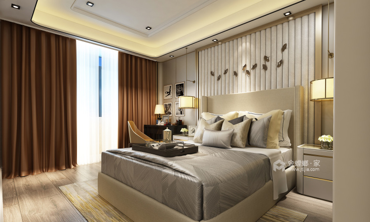 136平奥园康城新中式风格装修-卧室效果图及设计说明