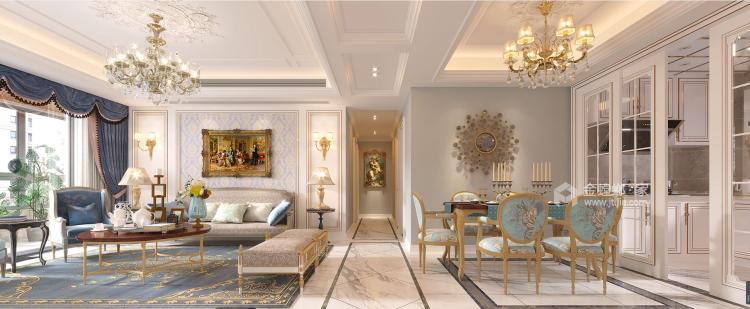 155平汀海壹品法式风格-风情、精致生活-客厅效果图及设计说明