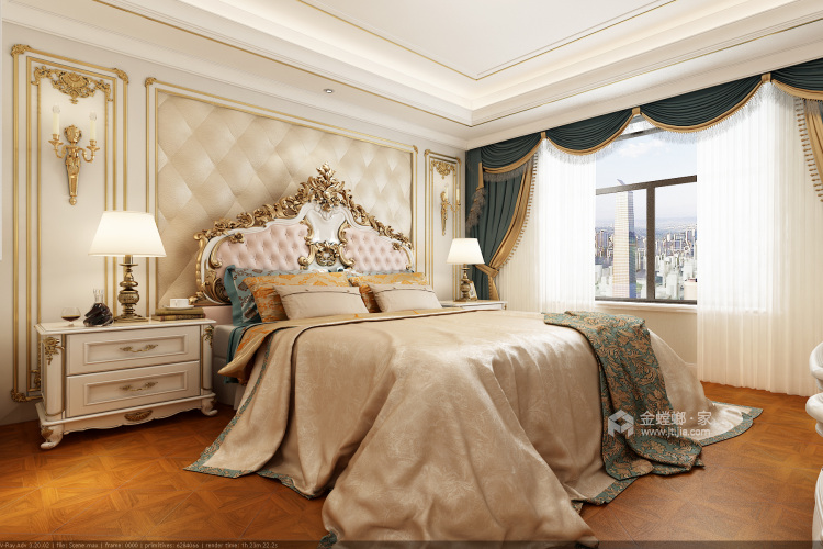 221平正翔国际法式风格-浪漫古堡-卧室效果图及设计说明