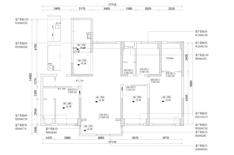 200平碧桂园美式风格-业主需求&原始结构图
