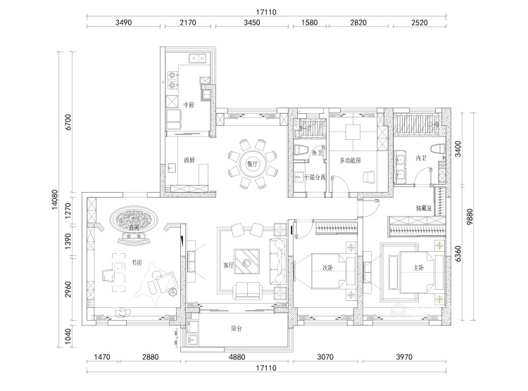 200平碧桂园美式风格-平面设计图及设计说明