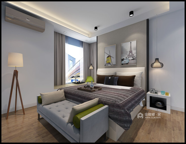 236平河畔新世界现代风格-酷酷的后现代-卧室效果图及设计说明