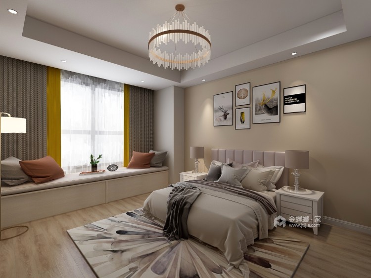 95平宝龙公寓现代风格-公寓效果案例赏析-卧室效果图及设计说明