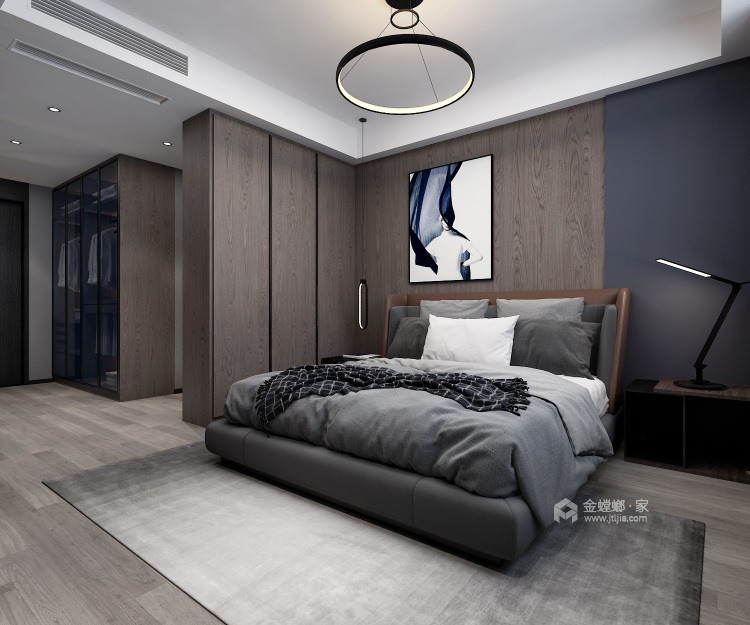 160平鑫福源现代风格-都市时尚的三口之家-卧室效果图及设计说明