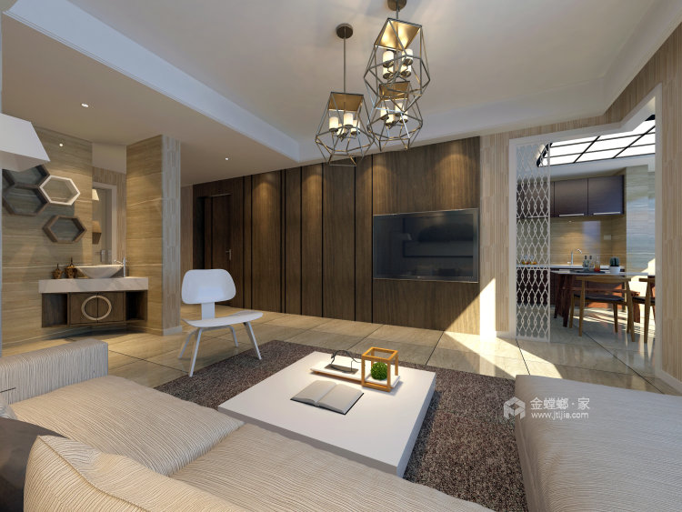 134平长江之歌现代风格-轻语-客厅效果图及设计说明