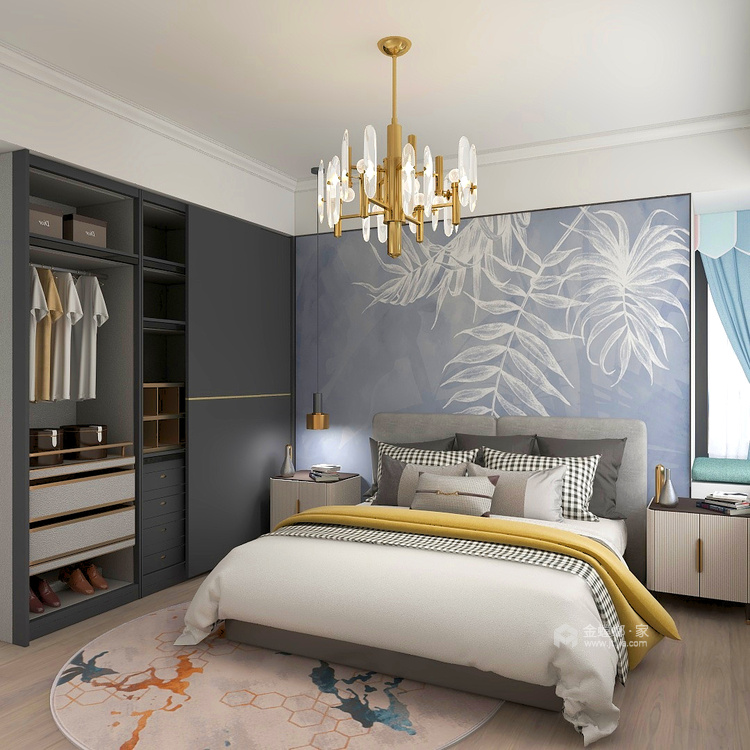 130平城中央东城现代风格-轻奢-卧室效果图及设计说明