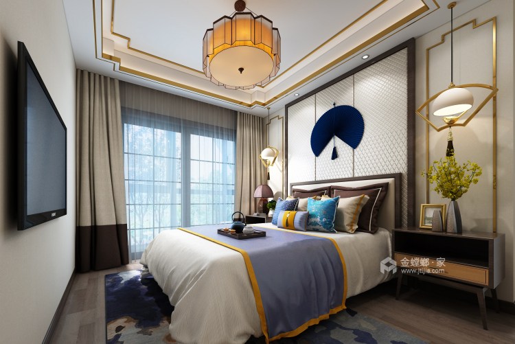 280平三山水韵新中式风格-墨闻木色-卧室效果图及设计说明