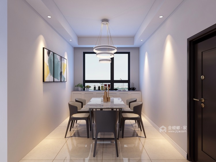 95平宝龙公寓现代风格-公寓效果案例赏析-餐厅效果图及设计说明