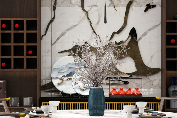 140平曲阜圣水苑新中式风格-江上明月-餐厅效果图及设计说明