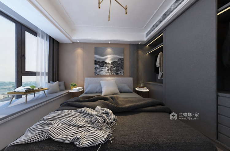 127平金辰府现代风格-卧室效果图及设计说明