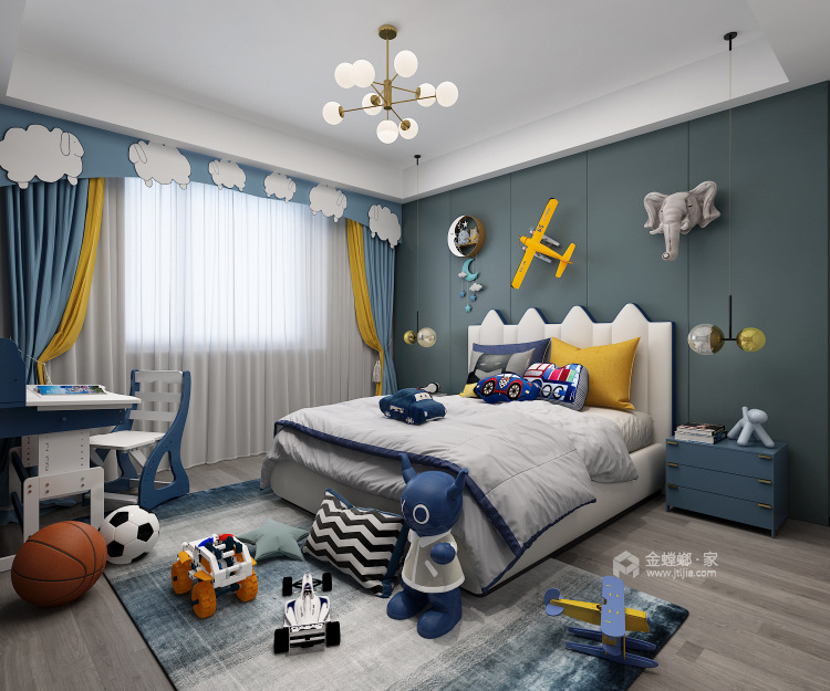 160平鑫福源现代风格-都市时尚的三口之家-卧室效果图及设计说明