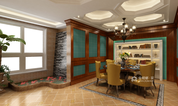 180平金域蓝湾名门美式风格-大美时光-餐厅效果图及设计说明