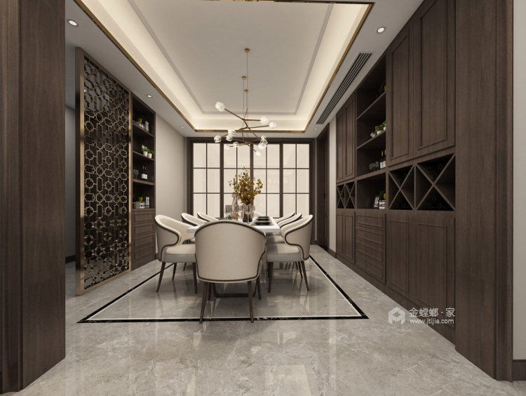 150平长安府新中式风格-餐厅效果图及设计说明