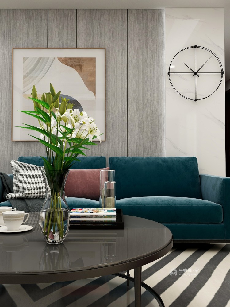 180平中南碧桂园现代风格-现代轻奢-客厅效果图及设计说明