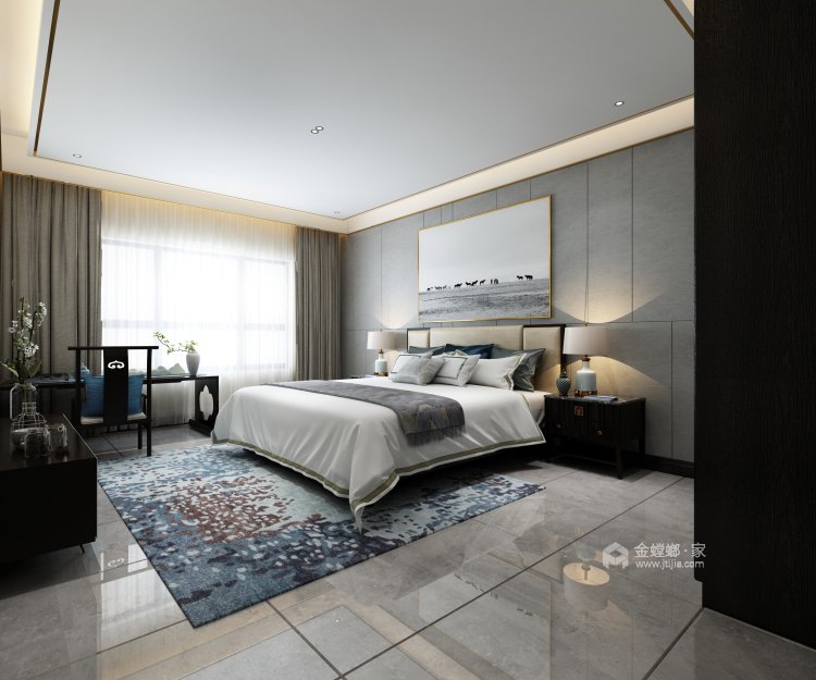 290平南湖九号院新中式风格-卧室效果图及设计说明