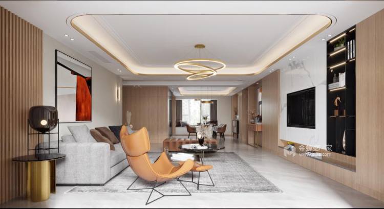 275平碧桂园现代风格-客厅效果图及设计说明