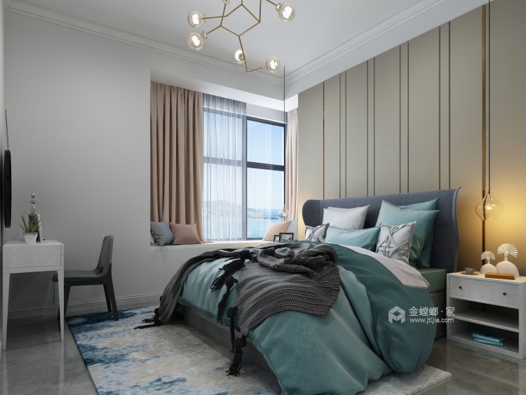 130平鹿港海滨湾现代风格-卧室效果图及设计说明