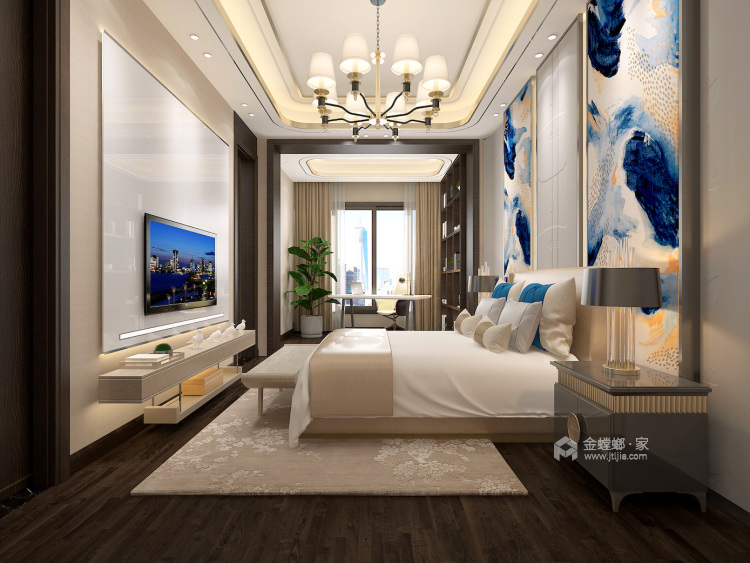 550平自建别墅新中式风格-中西·东西-卧室效果图及设计说明