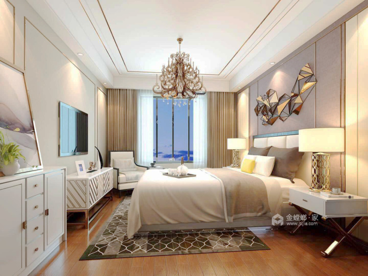 142平蔚蓝海岸现代风格-秋色溶溶-卧室效果图及设计说明