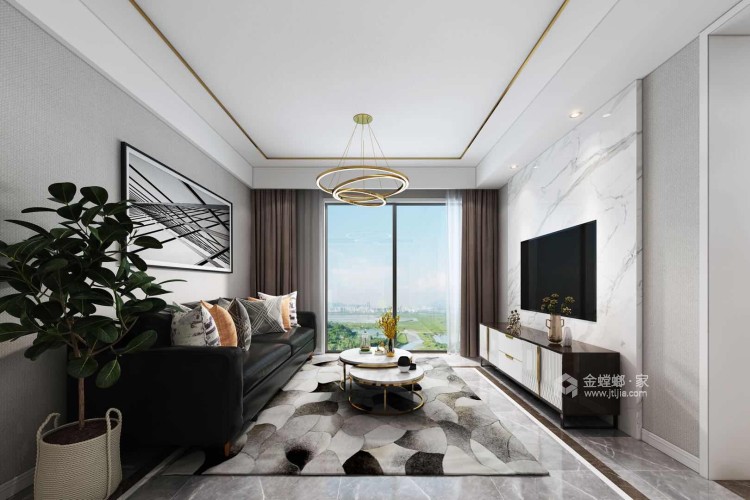 110平东方龙城现代风格-温馨-客厅效果图及设计说明